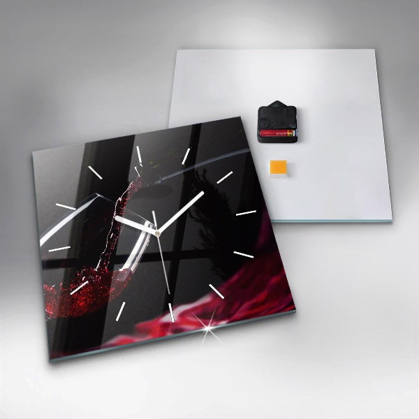 Square wall clock Red wine