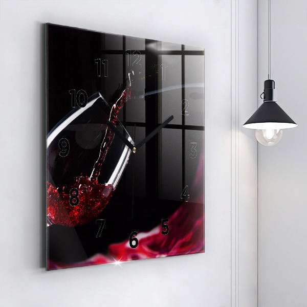 Square wall clock Red wine