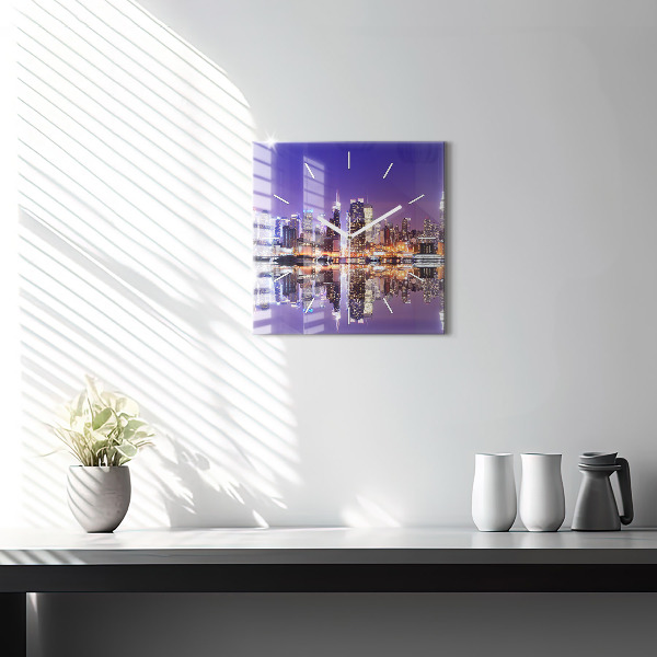 Square wall clock New York City at Night