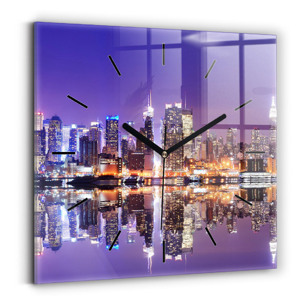 Square wall clock New York City at Night