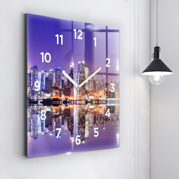 Square wall clock New York City at Night