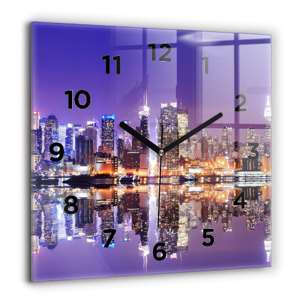 Square wall clock New York City at Night