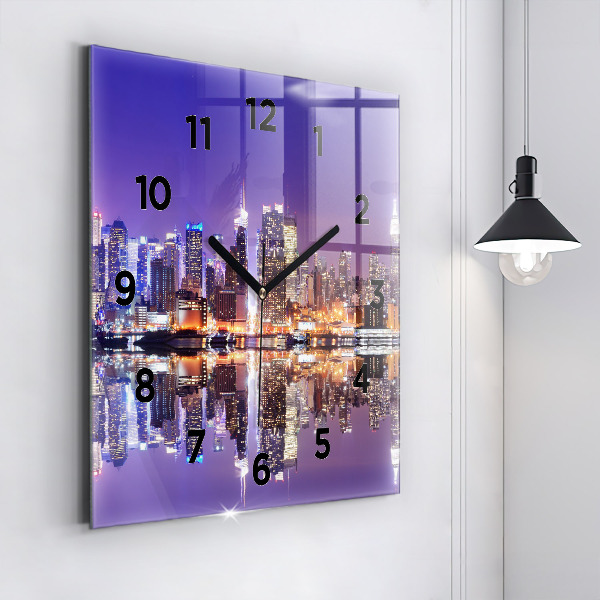Square wall clock New York City at Night