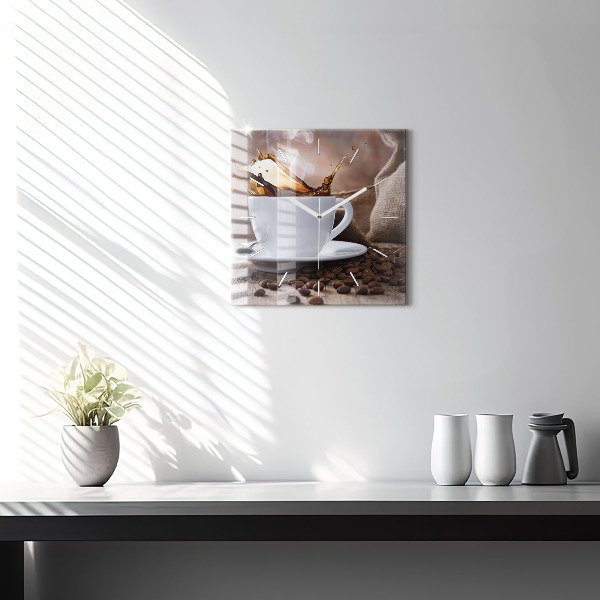 Square wall clock A cup of coffee