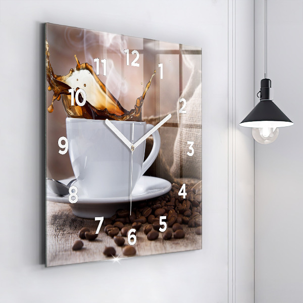 Square wall clock A cup of coffee