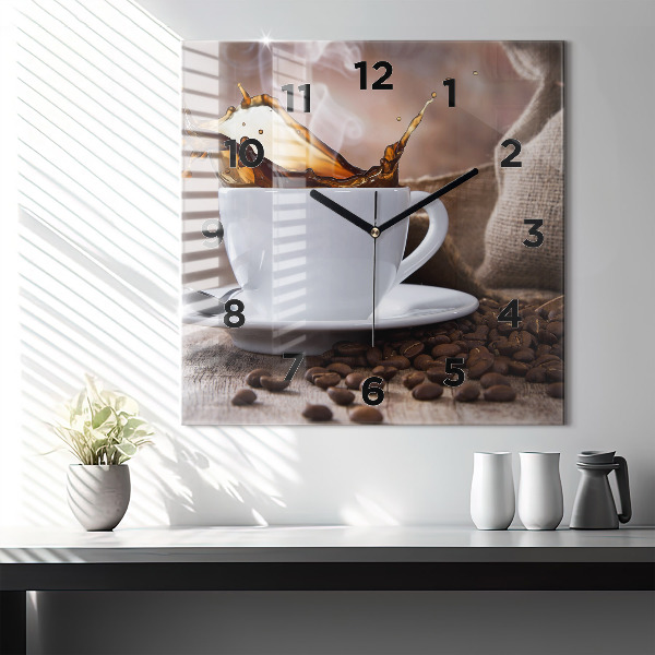 Square wall clock A cup of coffee