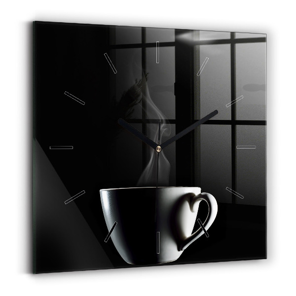 Square wall clock A cup of coffee