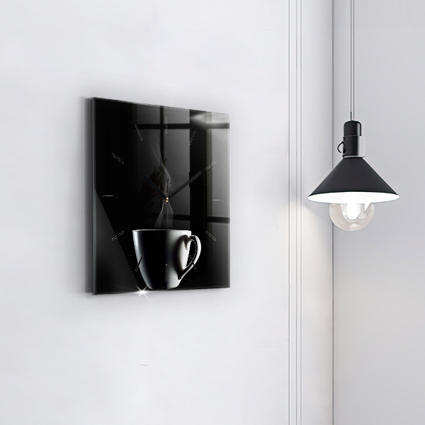 Square wall clock A cup of coffee