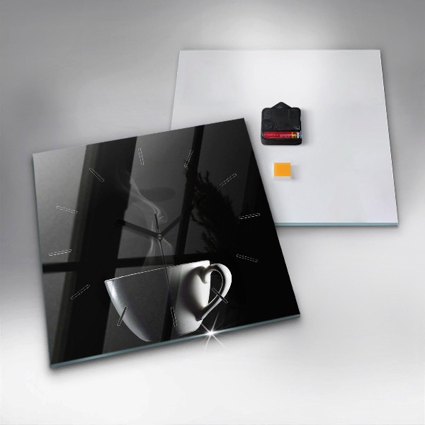 Square wall clock A cup of coffee