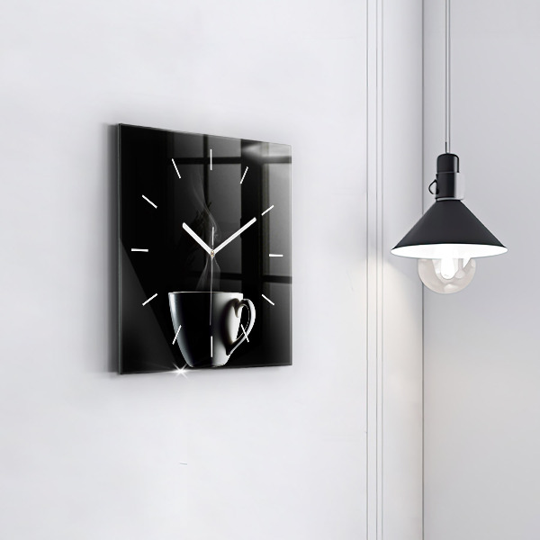 Square wall clock A cup of coffee