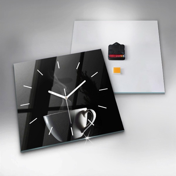 Square wall clock A cup of coffee
