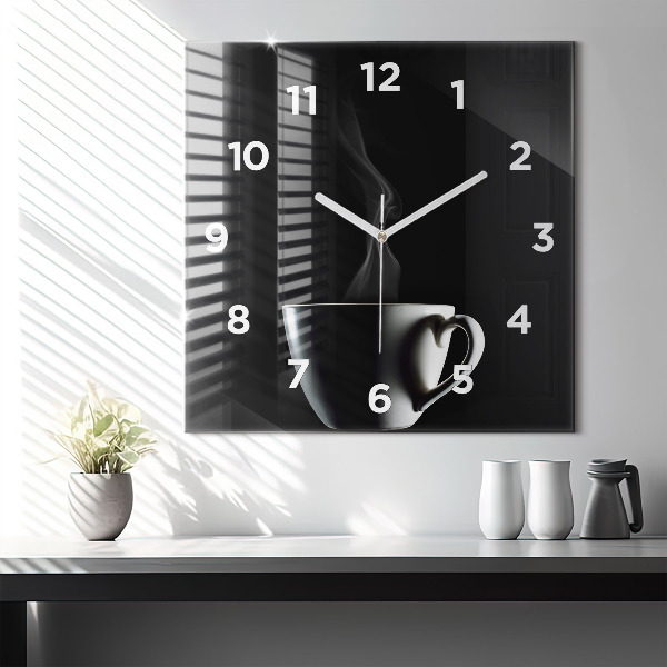 Square wall clock A cup of coffee