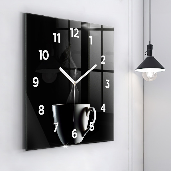 Square wall clock A cup of coffee