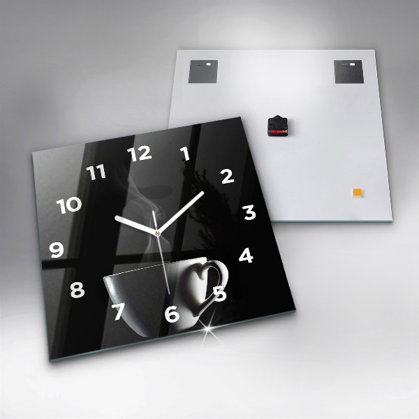 Square wall clock A cup of coffee