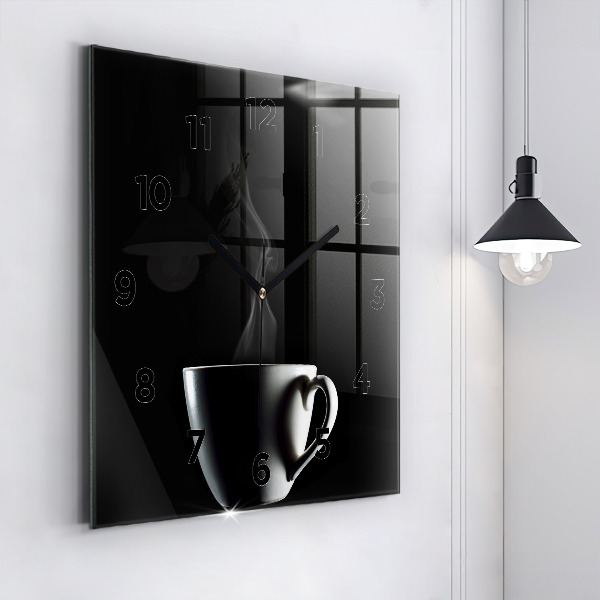 Square wall clock A cup of coffee