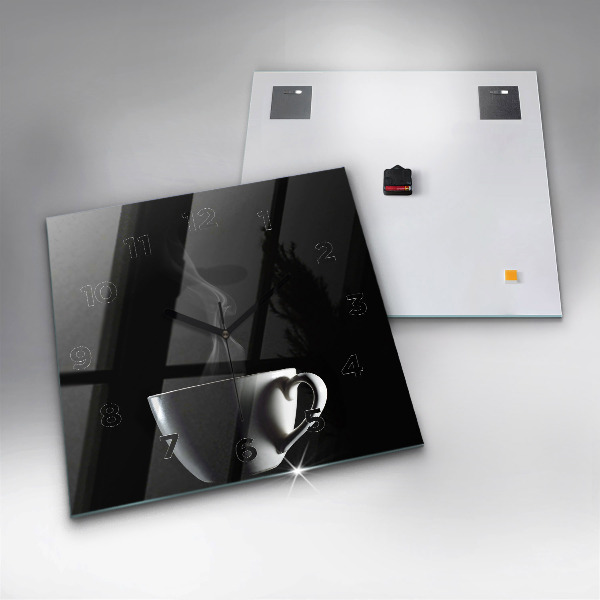 Square wall clock A cup of coffee