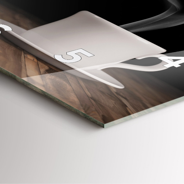 Square wall clock A cup of hot coffee