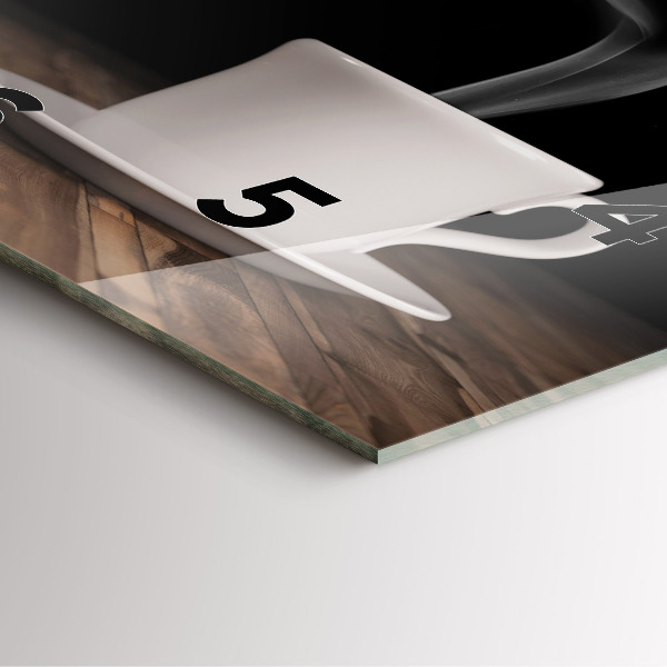 Square wall clock A cup of hot coffee