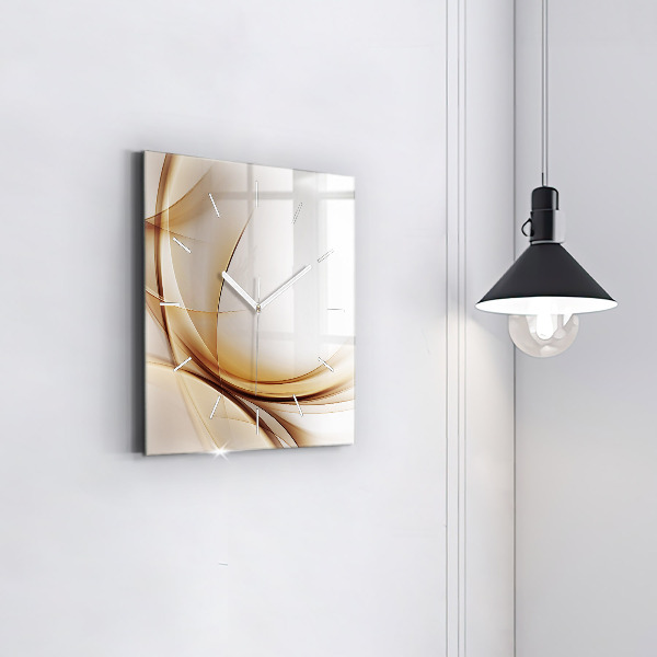 Square wall clock Golden abstraction