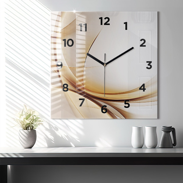 Square wall clock Golden abstraction