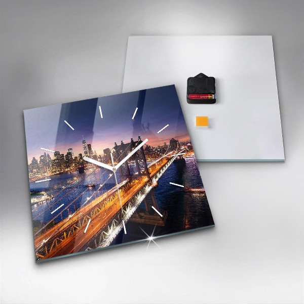 Square wall clock New York and the sunset