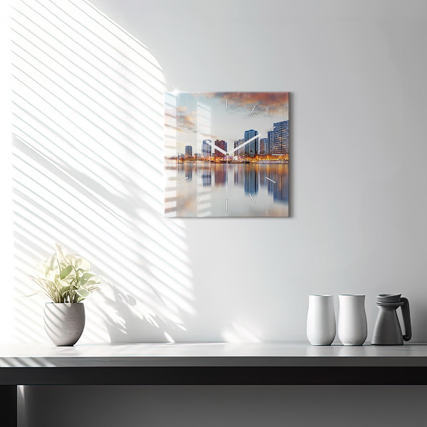 Square wall clock Panorama with the Eiffel Tower