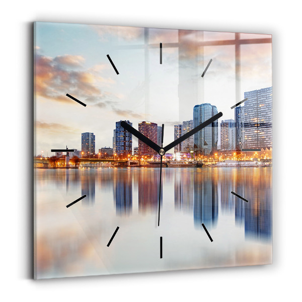 Square wall clock Panorama with the Eiffel Tower