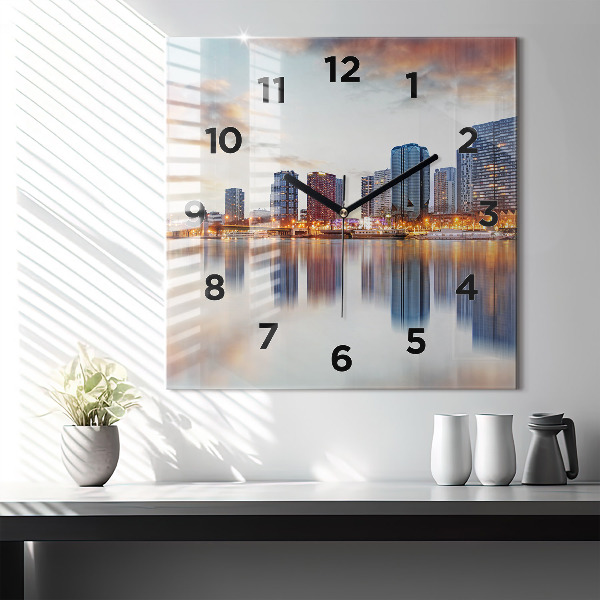 Square wall clock Panorama with the Eiffel Tower