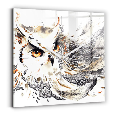 Square wall clock Owl symbol of wisdom