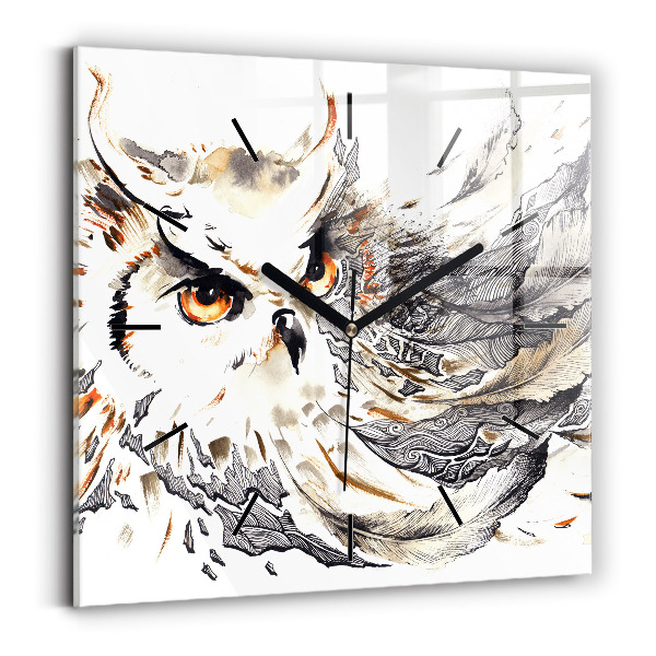 Square wall clock Owl symbol of wisdom