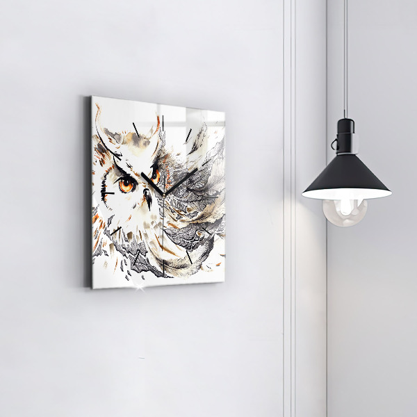 Square wall clock Owl symbol of wisdom