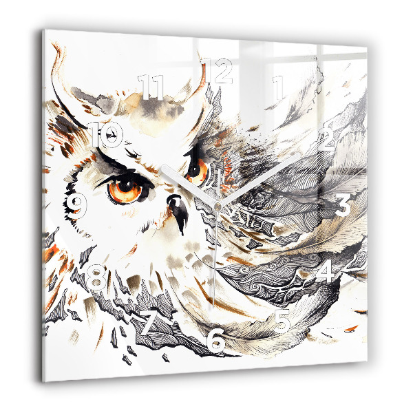 Square wall clock Owl symbol of wisdom