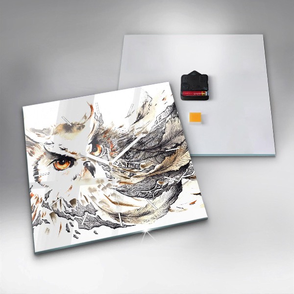 Square wall clock Owl symbol of wisdom