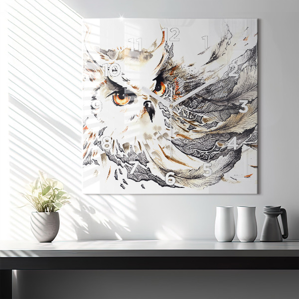 Square wall clock Owl symbol of wisdom