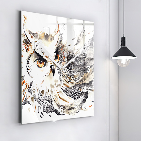 Square wall clock Owl symbol of wisdom