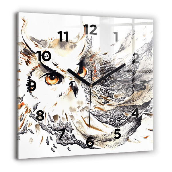 Square wall clock Owl symbol of wisdom