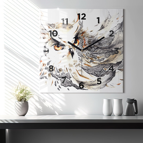Square wall clock Owl symbol of wisdom