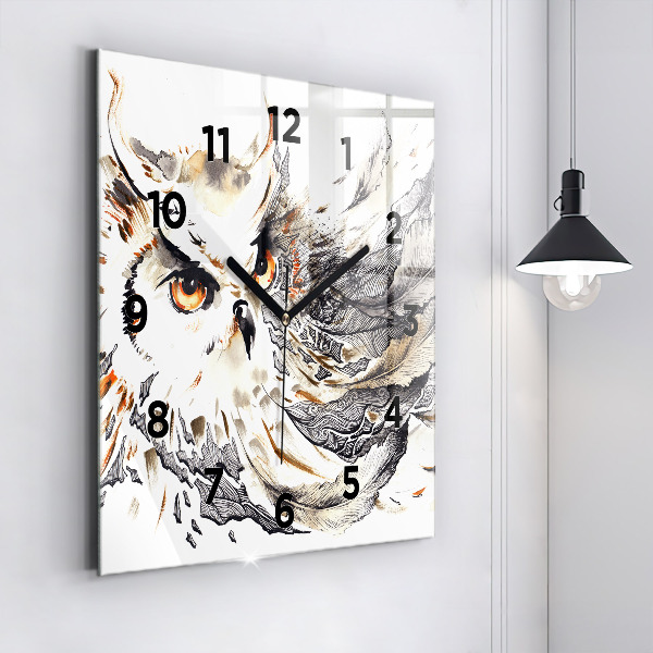 Square wall clock Owl symbol of wisdom