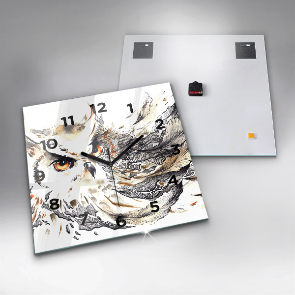 Square wall clock Owl symbol of wisdom