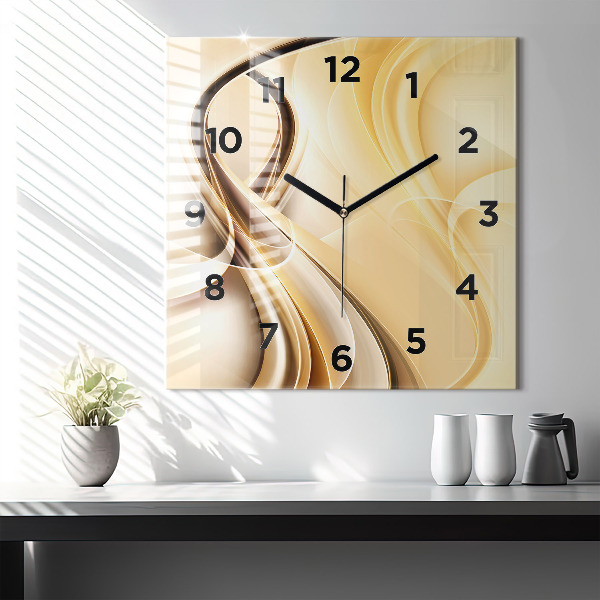 Square wall clock Abstraction waves