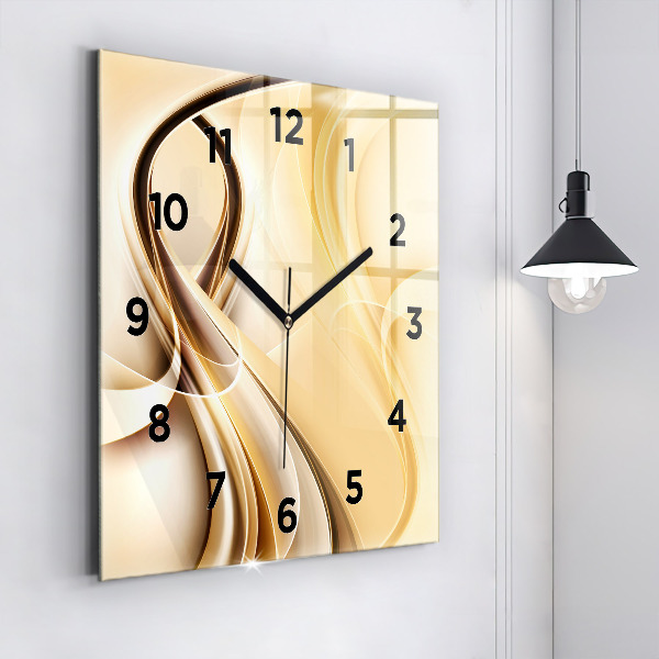 Square wall clock Abstraction waves
