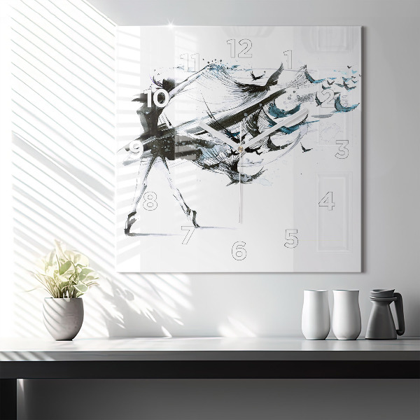 Square wall clock Woman dancing ballet