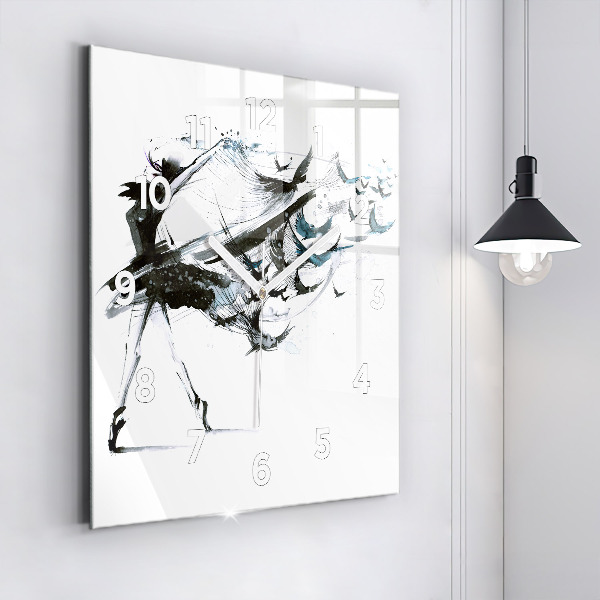 Square wall clock Woman dancing ballet