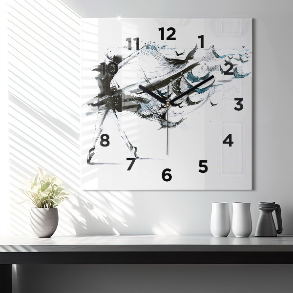 Square wall clock Woman dancing ballet
