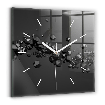 Square wall clock Black abstraction