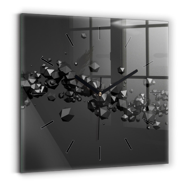 Square wall clock Black abstraction