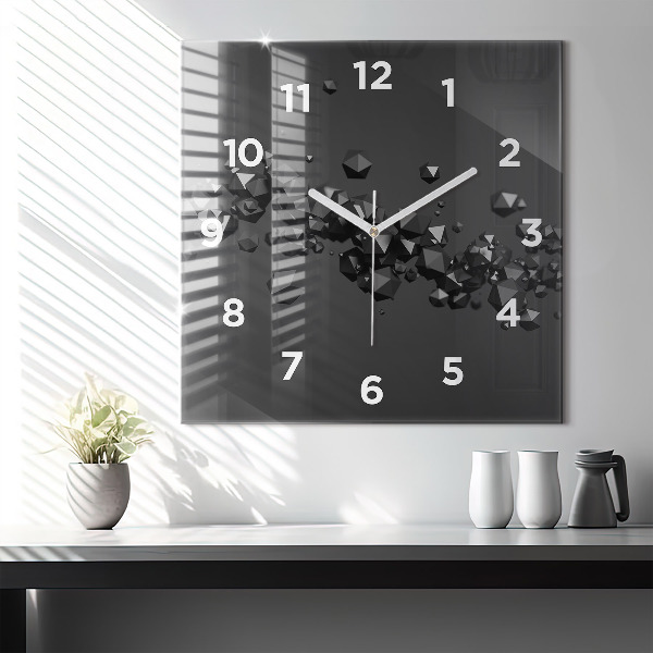 Square wall clock Black abstraction