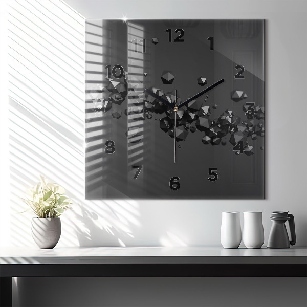 Square wall clock Black abstraction