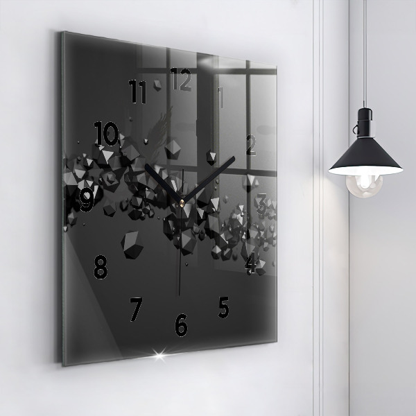 Square wall clock Black abstraction