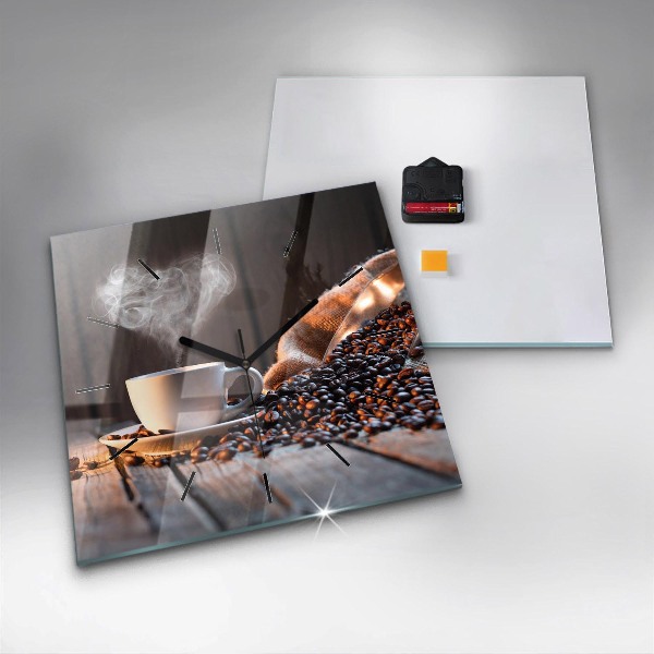 Square wall clock A cup of coffee